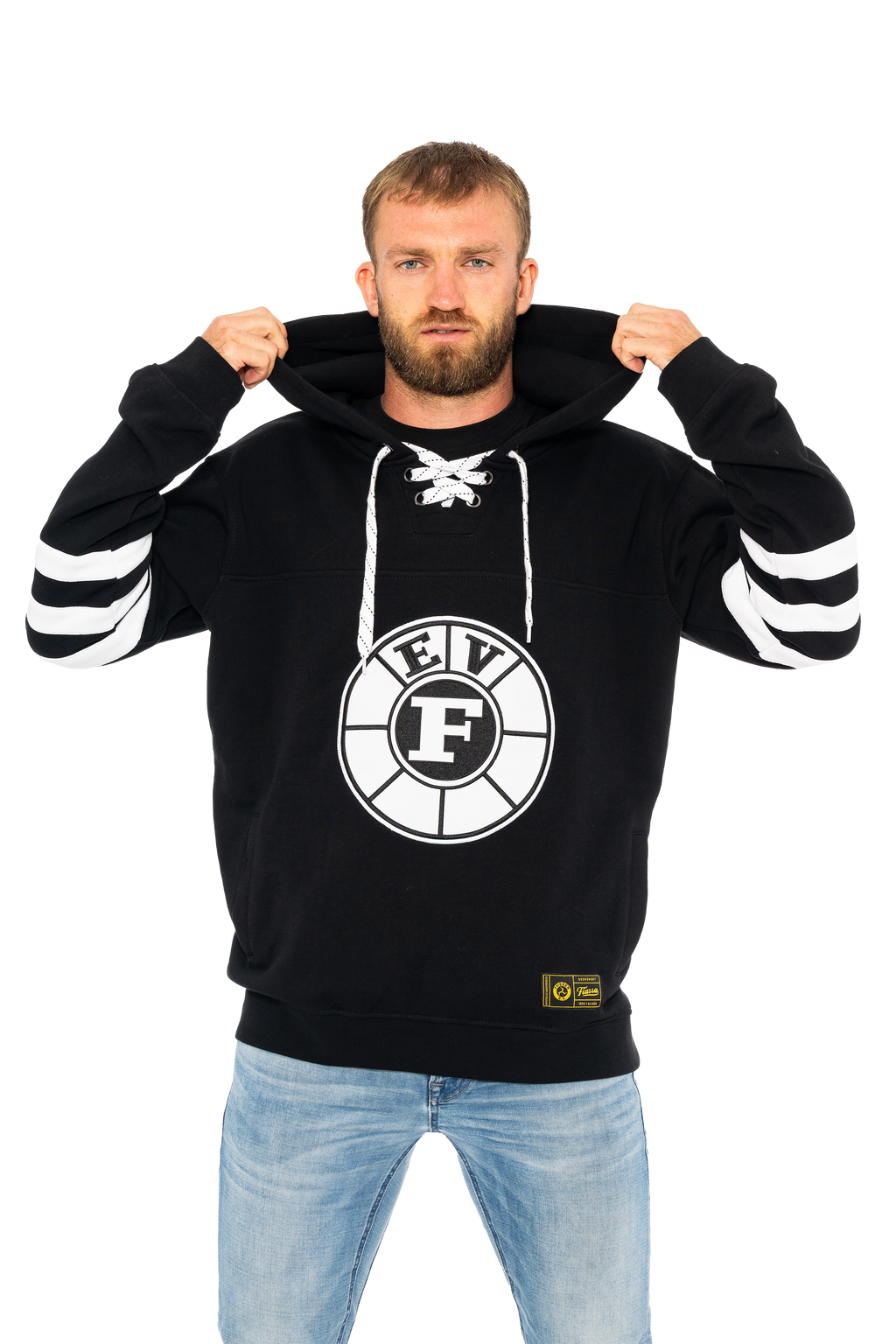 Hockey Hoodie – Schwarz/Weiß