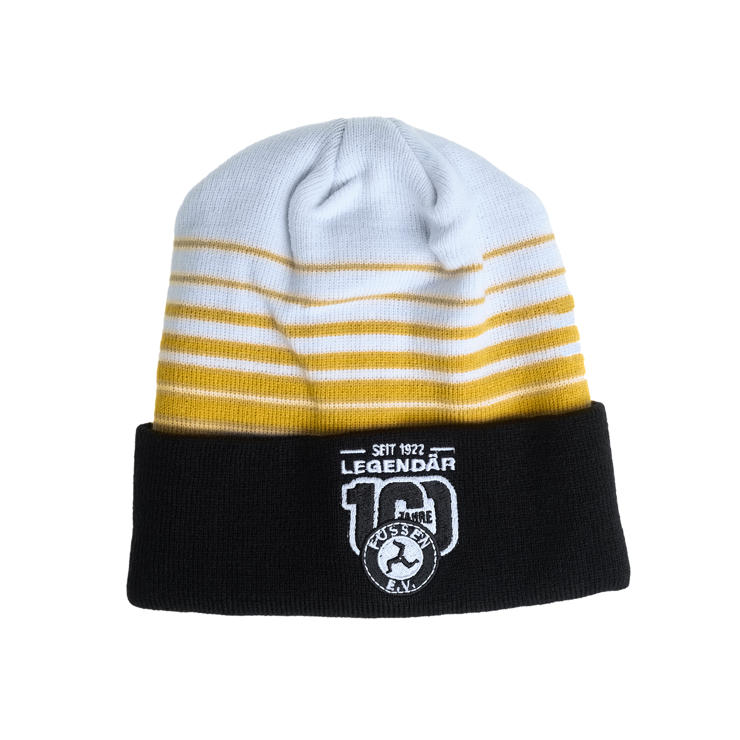 EV Füssen Mütze 100 Jahre weiß, gelb und schwarz